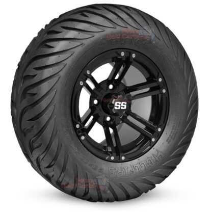 12-inch-terminator-gloss-black-golf-cart-wheels-and-23x10.5-12-hellfire-dot-approved-street-turf-tires-combo-ezgo-clubcar-yamaha-petesgolfcarts-BNDL-TR1215-WH1236