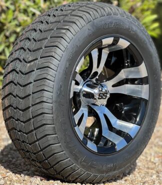 12-inch-vampire-Black-machined-aluminum-golf-cart-wheels-and-215/50-12-excel-classic-dot-street-turf-golfcart-tires-combo-for-nonlifted-ezgo-clubcar-yamaha-pgc