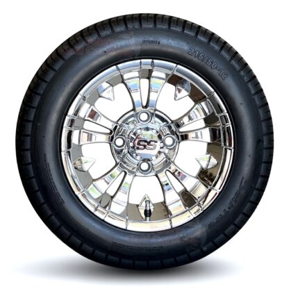 12-inch-vampire-chrome-aluminum-golf-cart-wheels-12x7-with-215:50-12-20-inch-tall-deli-comfortride-street-turf-golf-cart-tires-for-EZGO-ClubCar-Yamaha