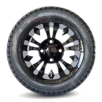 12" Vampire Gloss Black 215/40-12 DOT Approved Street Turf Tires Set of 4 - Fits all non-lifted carts!