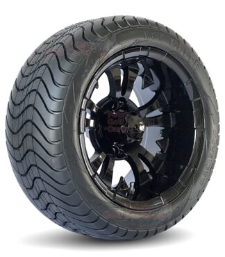 12" Vampire Gloss Black 215/40-12 DOT Approved Street Turf Tires Set of 4 - Fits all non-lifted carts!