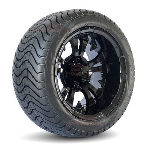 12" Vampire Gloss Black 215/40-12 DOT Approved Street Turf Tires Set of 4 - Fits all non-lifted carts!