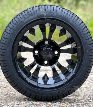 12-inch-vampire-gloss-black-golf-cart-wheels-215/35R12-deli-radial-street-turf-dot-approved-tires-combo-18-inches-tall-ezgo-clubcar-yamaha-petesgolfcarts