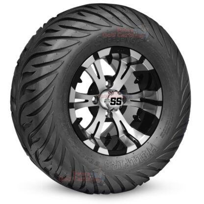 12-inch-vampire-machined-black-golf-cart-wheels-and-23x10.5-12-hellfire-dot-approved-street-turf-tires-combo-ezgo-clubcar-yamaha-petesgolfcarts-BNDL-TR1215-WH1245