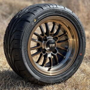 12" Type V Wheel Mate Bronze & Black Golf Cart Wheels and 215/40R12 Kenda Kruizer Radial Street Tires Combo – Set of 4 (18.5'" tall)