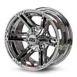12" Terminator Chrome Golf Cart Wheels - 12x7 ET Centered