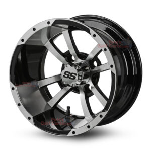 12" Storm Trooper Black/Machined Golf Cart Wheels - 12x7 ET-47