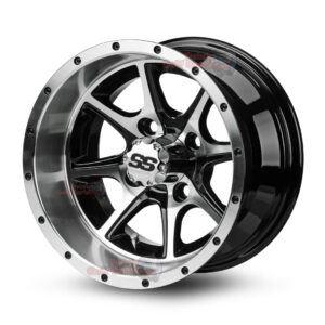 12" Predator Black/Machined Golf Cart Wheels - 12x7 ET-25