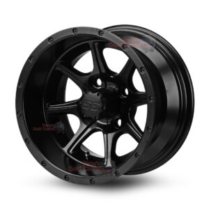 12" Stalker Matte Black Golf Cart Wheels - 12x7 ET-25