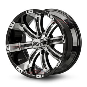 12" Tempest Black/Machined Golf Cart Wheels - 12x7 ET-25