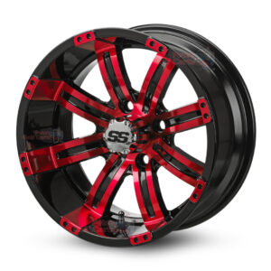 12" Tempest Red/Black Golf Cart Wheels - 12x7 ET-25