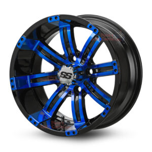 12" Tempest Blue/Black Golf Cart Wheels - 12x7 ET-25