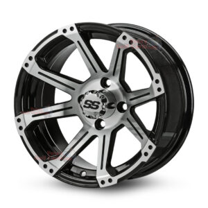 12" Rampage Black/Machined Golf Cart Wheels - 12x7 ET-15