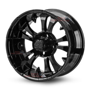 12" Vampire Gloss Black Golf Cart Wheels - 12x7 ET-25