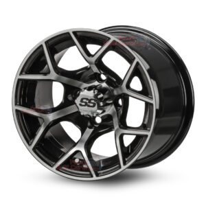 12" Rally Black/Machined Golf Cart Wheels - 12x7 ET-25
