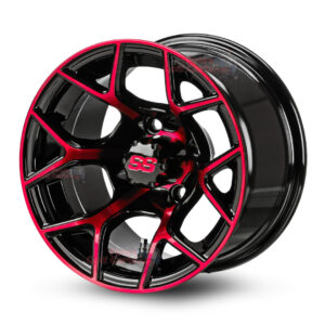 12" Rally Red/Black Golf Cart Wheels - 12x7 ET-25