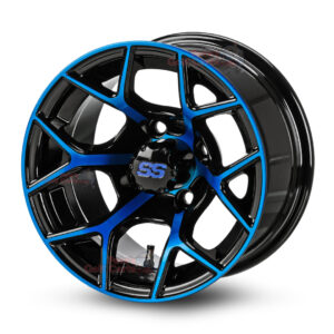 12" Rally Blue/Black Golf Cart Wheels - 12x7 ET-25