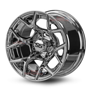 12" Rally Chrome Golf Cart Wheels - 12x7 ET-25