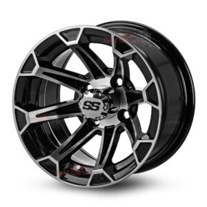 12" Viking Black/Machined Golf Cart Wheels - 12x7 ET-25
