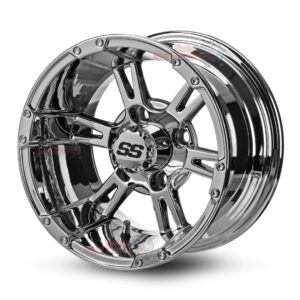 12" Stallion Chrome Golf Cart Wheels - 12x7 ET-25
