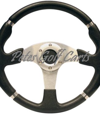 14 Inch Golf Cart Steering Wheel Black Silver With Chrome Trim