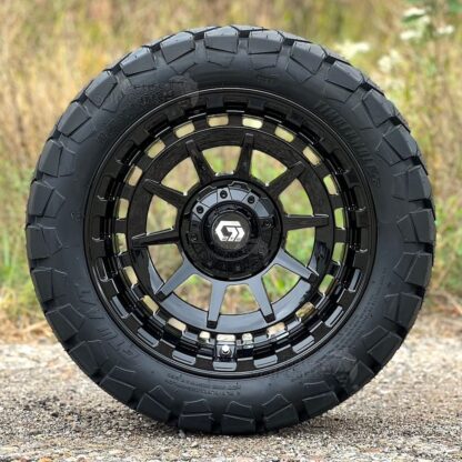 14-inch-GTW-barricade-gloss-black-golf-cart-wheels-and-22x10-14-Timberwolf-all-terrain-golf-cart-tires-clubcar-ezgo-yamaha-petesgolfcarts