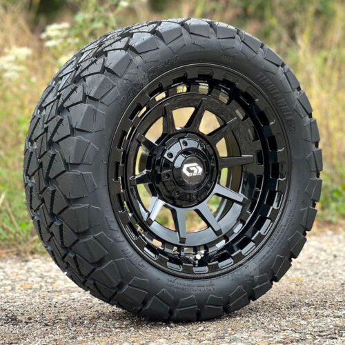 Gloss-black GTW Barricade aluminum golf cart wheel