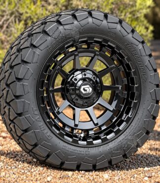 14-inch-GTW-barricade-gloss-black-golf-cart-wheels-and-22x10-14-Timberwolf-all-terrain-golf-cart-tires-petesgolfcarts-clubcar-ezgo-yamaha (1)