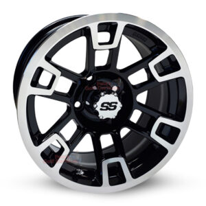 14" RX391 Black/Machined Golf Cart Wheels Set of 4 - RHOX®