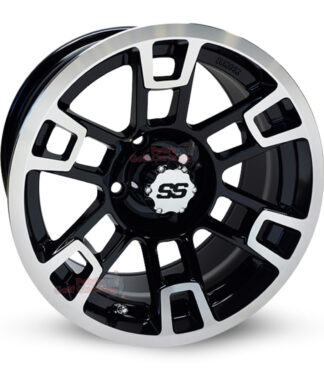 14-inch-RHOX-RX391-black-machined-aluminum-golf-cart-wheels-RHOX-RX281-14x7-4x4-bolt-pattern-101mm-et-25mm-offset