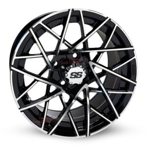 14" RX394 Black/Machined Golf Cart Wheels Set of 4 - RHOX®