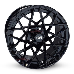 14" RX394 Gloss Black Golf Cart Wheels Set of 4 - RHOX®