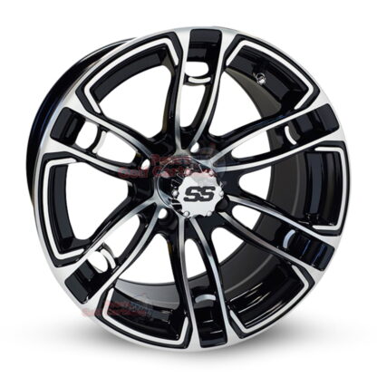 14-inch-RHOX-RX397-black-machined-aluminum-golf-cart-wheels-RHOX-RX281-14x7-4x4-bolt-pattern-101mm-et-25mm-offset