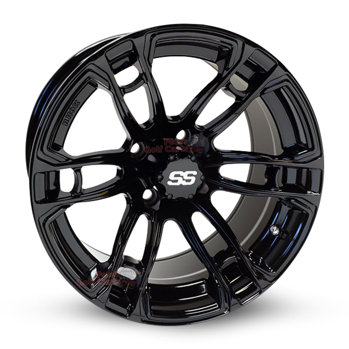 14-inch-RHOX-RX397-gloss-black-aluminum-golf-cart-wheels-RHOX-RX281-14x7-4x4-bolt-pattern-101mm-et-25mm-offset