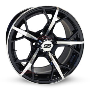 14" RX400 Black/Machined Golf Cart Wheels Set of 4 - RHOX®