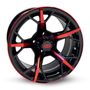 14" RX400 Red/Black Red Golf Cart Wheels Set of 4 - RHOX®