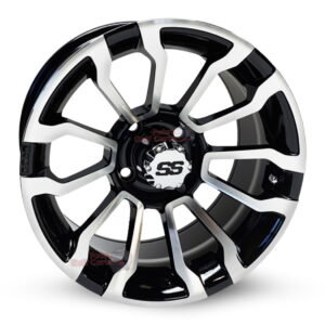 14" RX402 Black/Machined Golf Cart Wheels Set of 4 - RHOX®