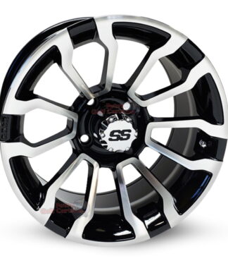 14-inch-RHOX-RX402-black-machined-aluminum-golf-cart-wheels-RHOX-RX281-14x7-4x4-bolt-pattern-101mm-et-25mm-offset