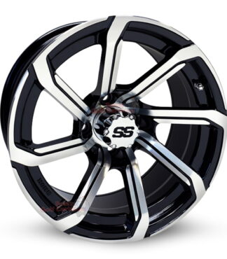 14-inch-RHOX-RX404-black-machined--aluminum-golf-cart-wheels-RHOX-RX281-14x7-4x4-bolt-pattern-101mm-et-25mm-offset