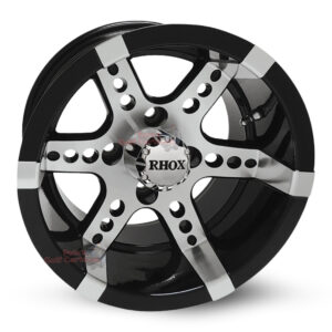 14" RX260 Black/Machined Golf Cart Wheels Set of 4 w/ Color Inserts - RHOX®