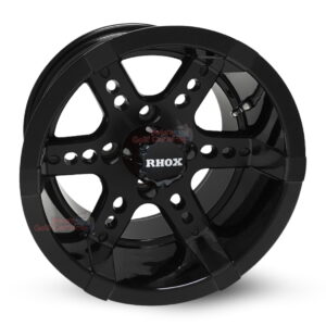 14" RX262 Gloss Black Golf Cart Wheels Set of 4 w/ Color Inserts - RHOX®