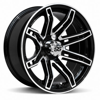 14-inch-Recon-black-machined-aluminum-golf-cart-wheels-14x7-ET-25mm-offset-yamaha-clubcar-ezgo-petesgolfcarts-com-pgc