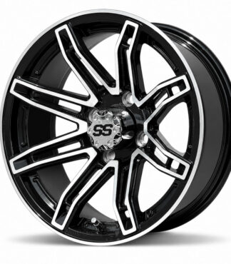 14-inch-Recon-black-machined-aluminum-golf-cart-wheels-14x7-ET-25mm-offset-yamaha-clubcar-ezgo-petesgolfcarts-com-stock-golf-carts