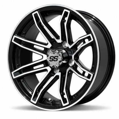 14-inch-Recon-black-machined-aluminum-golf-cart-wheels-14x7-ET-25mm-offset-yamaha-clubcar-ezgo-petesgolfcarts-com-stock-golf-carts