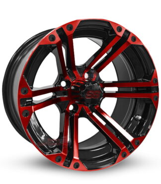 14-inch-Terminator-red-black-aluminum-golf-cart-wheels-RHOX-RX281-14x7-4x4-bolt-pattern-101mm-et-25mm-offset