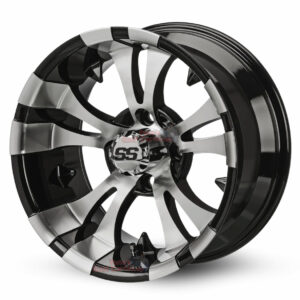 14" Vampire Black/Machined Aluminum Golf Cart Wheels Set of 4 | 14"x7"