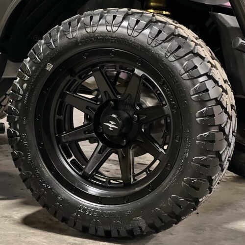 14-inch-Wolverine-Matte-Black-Golf-cart-wheels-and-23x10.5-14-stinger-dot-all-terrain-golf-cart-tires-combo-SGC-Beast-golf-cart-wheel-collection