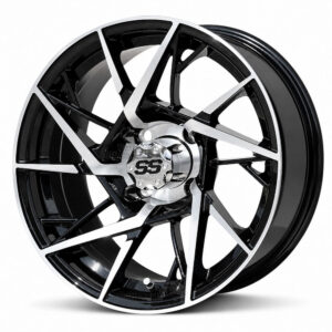 14" Avenger Black/Machined Golf Cart Wheels - 14x7 ET-15