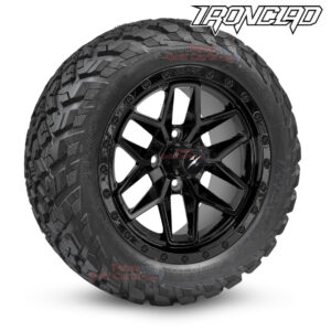 14" Widow Gloss Black Golf Cart Wheels and 23x10-14 Ironclad All Terrain Golf Cart Tires Combo - Set of 4 (23" tall)