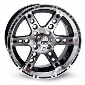 14" Dominator (RX187) Black/Machined Golf Cart Wheels Set of 4 - RHOX®
